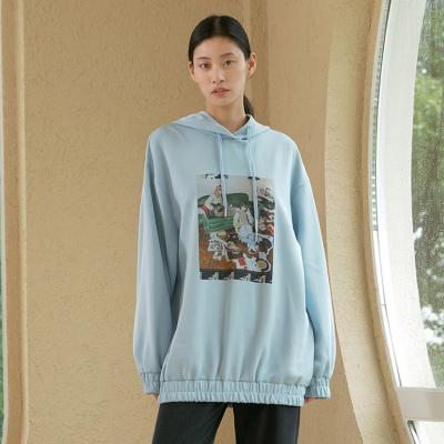 China Fashionable Polyester Ladies Casual Long Pullover 80% Cotton 20% Oversize Screen Printed Women's Hoodies and Sweatshirts for sale