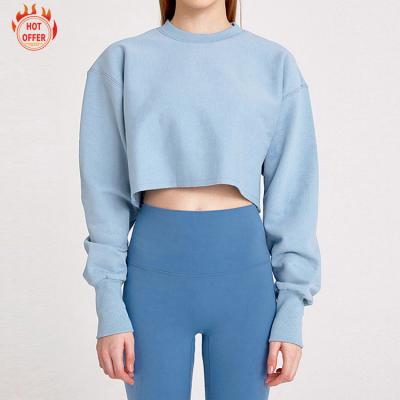 China Fashionable Cotton 20% Polyester Anti-wrinkle Pullover Autumn Winter Female 80% Cropped Casual Top Women's Hoodies and Sweatshirts for sale