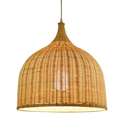 China Residential Modern Nordic Wood Lantern Bamboo Woven Pendant Light Cane Rattan Restaurant Ceiling Natural Decorative Chandelier Lamp for sale