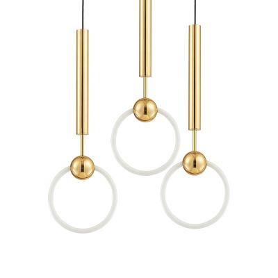 China Restaurant/home/hotel/cheap modern nordic simple circular chandelier simple gold circle ring round led pendant lights for cafe for sale