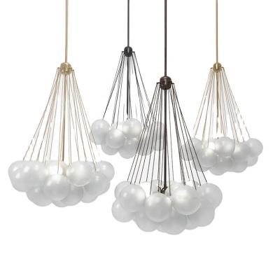 China Nordic contemporary milk white minimalist hanging restaurant/globe home/hotel/restaurant modern shopping mall lamp glass ball led pendant light from guzhen for sale