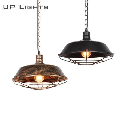 China Restaurant/home/hotel light edison black chandelier/shopping mall retro creative industrial style iron frame dining cage pendant lamp for sale