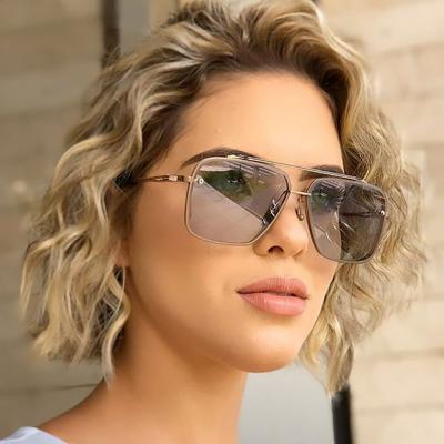 China 10 Years Experience 2021 New Arrival Fashion Vintage Gradient Bridge Double Oversized Metal Frame Sunglasses For Women And Men for sale