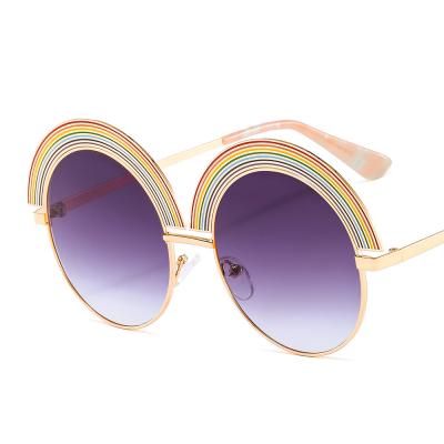 China New Fashion Sunglasses Euromonk Metal Rainbow Frame Big Around Frame Fashionable Women 2021 Sun Glasses Sunglasses for sale