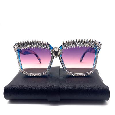 China New Fashion Euromonk High Fashion Rhinestone Bling Sunglasses Style Diamond Sunglasses for sale