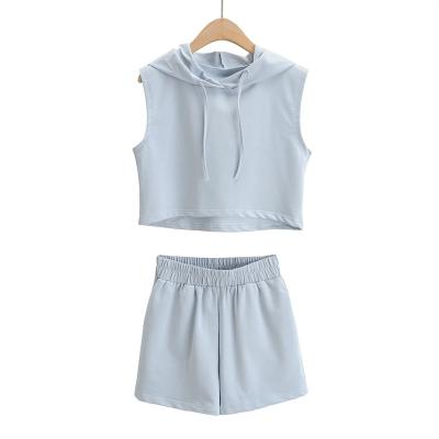 China Spring And Summer Hoodie Empty Shorts Anti-pilling Sets Sleeveless Shorts And Hoodie Set for sale