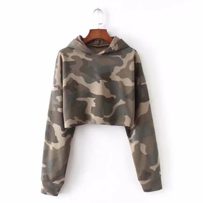 China Camouflage Crop Anti-Wrinkle INS Fashion Hoodie Print Long Sleeve Long Sleeve Hoodies For Women for sale