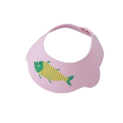 China Fish Design Viable Adjustable Soft EVA Kids Shower Cap Baby Shower Hat Ear Eye Protection Hat Baby Shampoo Cap for sale