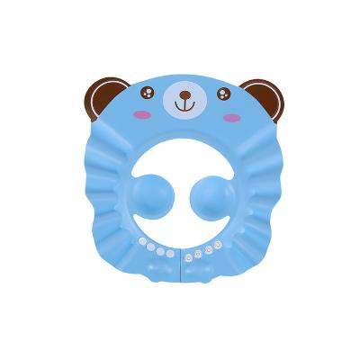 China Viable Adjustable Soft EVA Kids Shower Cap Baby Shower Hat Ear Eye Protection Hat Baby Shampoo Bear Baby Shower Hat for sale