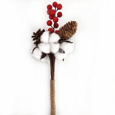 China Hot Selling Natural Touch Decoration Christmas Floral Picks And Red Berry And Pine Cone for sale