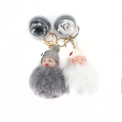 China Fashional Lip Gloss Bag High Quality DIY Decoration and Gift Sleeping Baby Presderved Rose Keychain for sale