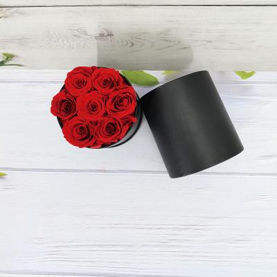 China Party Red Roses RTS Rose Flowers Wholesale Eternal Dried Bud Head Gift Items Red in Box for sale