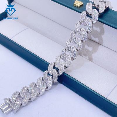 China Hiphop Hip Hop Jewelry Wholesale 18mm Moissanite Cuban Chain Bracelet Iced out Miami Cuban Link Chain Bracelet for Men for sale