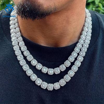 China Hiphop Classic Jewelry 10 mm 925 Silver Hip hop tennis chain Necklace  Moissanite Diamond tennis chain For men for sale