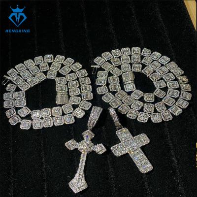 China Hiphop 12MM Custom Rock Sugar Chain Mens Mens VVS Moissanite Tennis Chain Hiphop Jewelry Mens Chain Necklace for sale