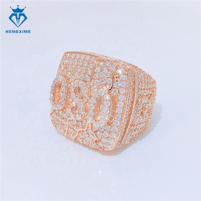 China Hiphop Pass diamond tester iced out fashion jewelry men 925 sterling silver vvs moissanite hip hop oval ring for sale