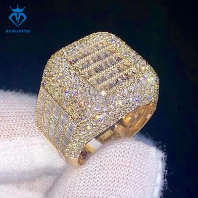 China Hiphop New designs Hip hop jewelry 925 silver Gold plated wedding ring ring VVS moissanite diamond iced out rings for men for sale