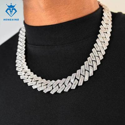 China Hiphop Custom Hip Hop Men Women Jewelry 925 Silver Cuban Link Chain bracelet Necklace VVS Moissanite Diamond Cuban Chain for sale