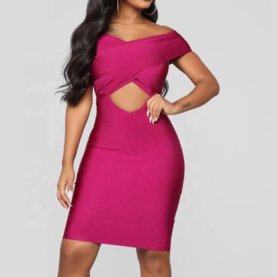 China New Anti-static Women Fashion Elegant Bandage Dress Club Dress Women Bodycon Dress for sale