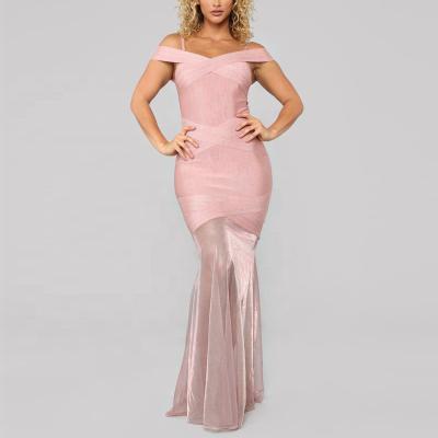 China Women's Anti-wrinkle Evening Slim Maxi Party Dresses Women Party Off The Shoulder for sale