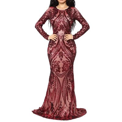 China Anti-Wrinkle Party Dress Fashionable Women Elegant Mermaid Sequin Long Dresses for sale