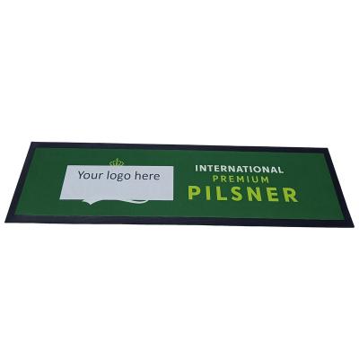 China Durable Dye Sublimation Nitrile Rubber Backing With Knitted Polyester Fabric Felt Bar Mat Runners for sale