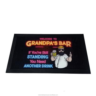 China Custom Copy Logo Bar Service Mat 45 X 25 cm Black Rubber Dye Sublimation Bar Accesnories for sale