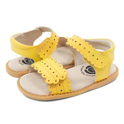 China EVA Livie and Luca Posey High Quality Dress Flower Print Genuine Leather Casual Sandals for Girl in Silver and Gold Color for sale