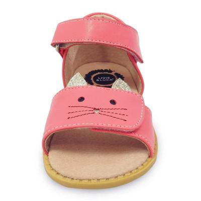 China ARCH SUPPORT Livie and Luca Cute Cat High Quality Genuine Leather Dress Print Slipper Casual Cute Sandal for Baby Toddler Youth Girl in Pi for sale