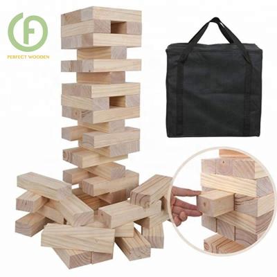 China Construction Toy Wooden Timber Tower Jumbo Blocks Giant Collapsing Tower Lawn Game With Storage Bag for sale