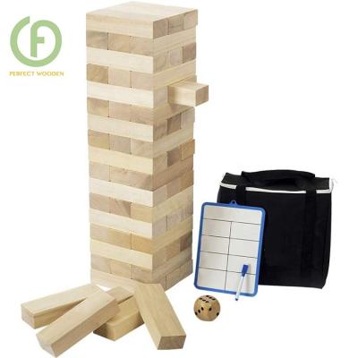 China Giant New Zealand Pine Wood Wooden Tower Tumble Timbers Rollover Wooden Blocks Tower For Kids And Family Party for sale