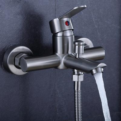 China Modern Hot Sale Brushed Basin Faucet Hidden Wall Mounted Basin Water Bath Sliver Hot Cold Bathroom Faucets en venta