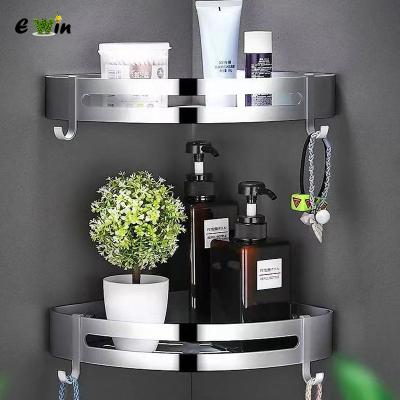 China Ewin Bathroom Shelf Organizer Shower Storage Rack Black Corner Stocked Shelves Aluminum Wall Mounted Bathroom Accessories en venta