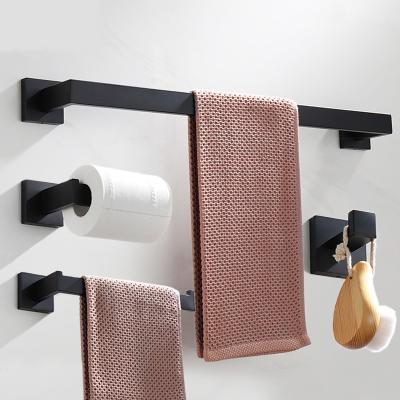 China Black Stainless Steel Bathroom Hardware Gold Set Towel Toilet Paper Hooks Holder Traditional Kitchen Equipments Bathroom Accessories Te koop