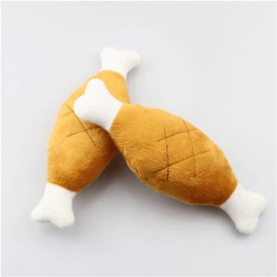 China High Quality Double Dogs Bone Chicken Leg Plush Toys Voice Connotation BB Dog Cat Toy en venta