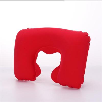 China Inflatable Personalized Comfortable Inflatable PVC Flocking U Shaped Neck Pillow For Travel for sale