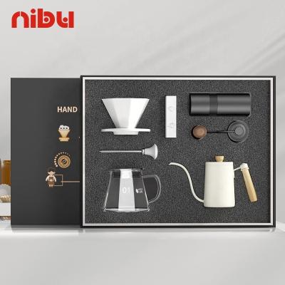 China Manual Coffee Kettle Pot Coffee Grinder NIBU Coffeeware Bartender Gift Box Accessories V60 Drip Device Set Viable Deluxe Cup Filter Coffee Tea Sets for sale