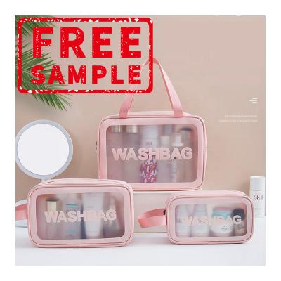 China Free Sample Durable Wholesale Logo Clear Travel Cosmetic Bag Custom Made For Men Women for sale