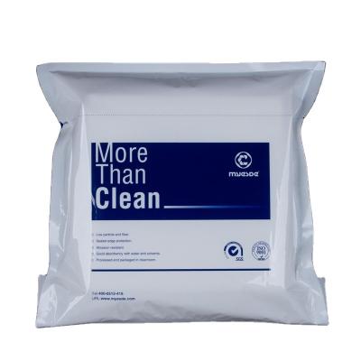 China Cleanroom 130gsm Screen Wipes Industrial 100% Polypropylene Supplier 9x9 Polyester Material With One Edge Cleanroom Sealed Cleaning Wiper for sale