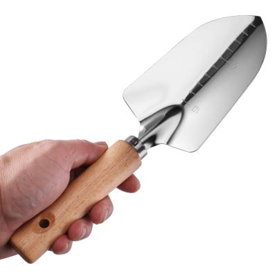 China YQ Stainless Steel Plant Outlet Beech Handle Garden Tools Stainless Steel Garden Shovel for sale