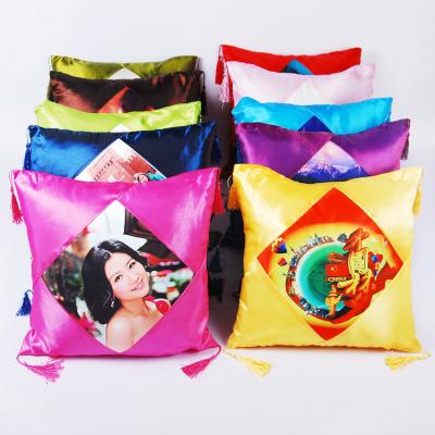 China Custom printable 40X40cm polyester pillow case sublimation cushion cover viable with hanging for decoration for sale