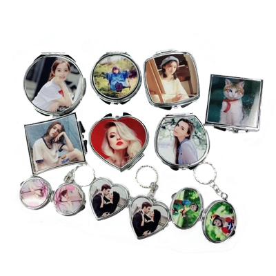 China Custom Metal Sublimation Makeup Masks Mirror Photo Printing Custom Sublimation Pocket Mirror for sale