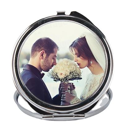 China Pocket Mirror ZL09-06 Round Shape Metal Sublimation Photo Printing Mirror Customized Blank Cosmetic Mirror For Promotion/Gift for sale