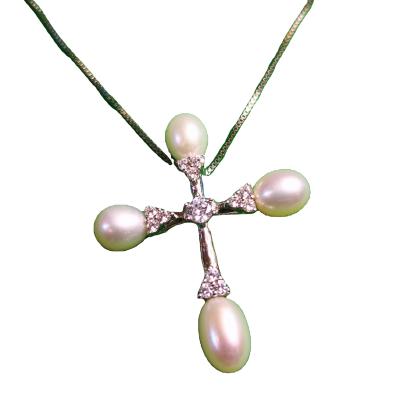 China Silver Religious Cross Bead Necklace Pendant for sale