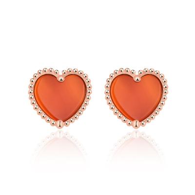 China CLASSIC Original Design Fashion 925 Sterling Silver Micro Insert Red Agate Heart Earring Jewelry For Women Present Gift Engagement for sale