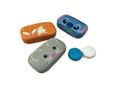 China Leather Cute Portable Contact Lenses Case with stylish holder & mirror | various colors | hard case for sale