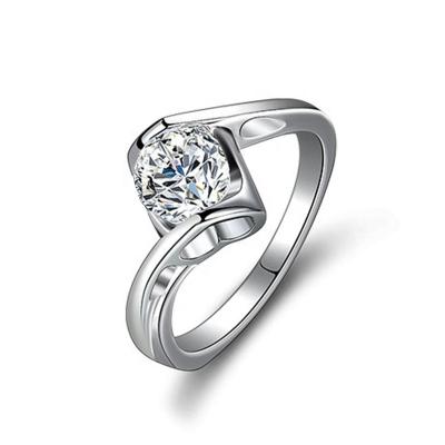 China CLASSIC one carat S925 sterling silver high quality simulation diamond moissanite ring wedding women's ring jewelry for sale