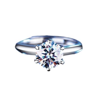 China CLASSIC one-carat S925 crown simulation six-claw diamond moissanite sterling silver ring wedding women's ring luxury jewelry for sale