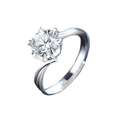 China One carat S925 simulation diamond moissanite ring high quality sterling silver open wedding ring jewelry anniversary gift for sale