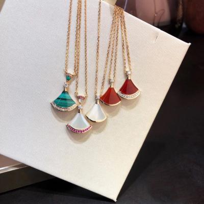 China S925 female white pearlescent gold silver plated agate CLASSIC propeller-shaped necklace pink skirt necklace factory direct sales for sale